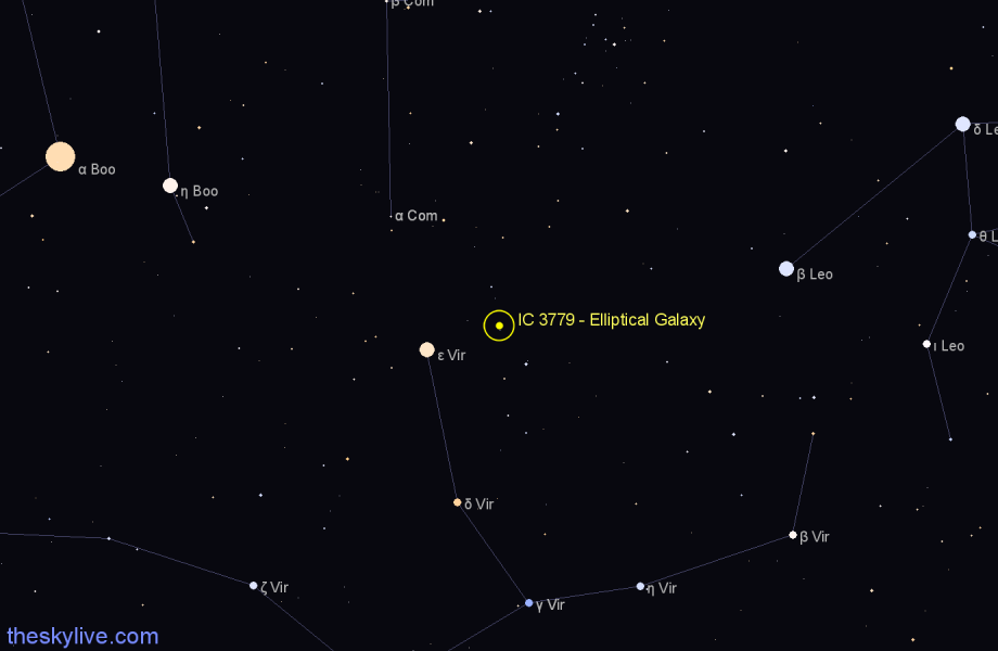 Finder chart IC 3779 - Elliptical Galaxy in Virgo star