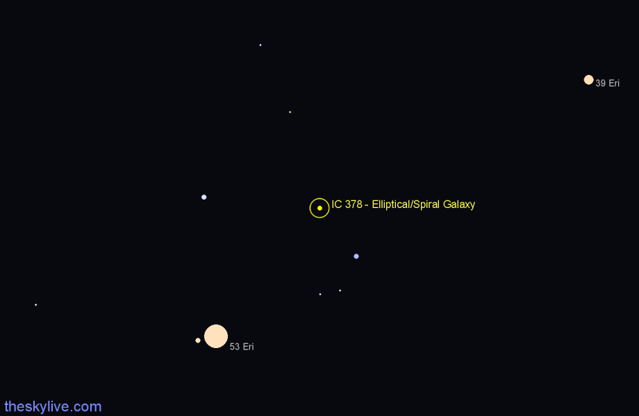 Finder chart IC 378 - Elliptical/Spiral Galaxy in Eridanus star