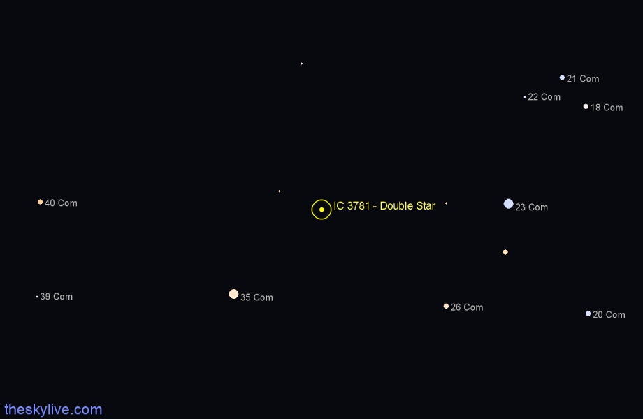 Finder chart IC 3781 - Double Star in Coma Berenices star