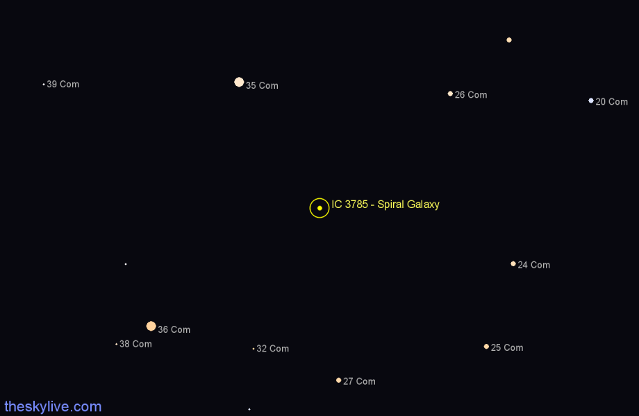 Finder chart IC 3785 - Spiral Galaxy in Coma Berenices star