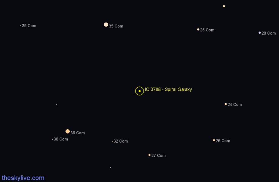 Finder chart IC 3788 - Spiral Galaxy in Coma Berenices star