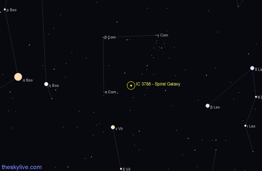 Finder chart IC 3788 - Spiral Galaxy in Coma Berenices star