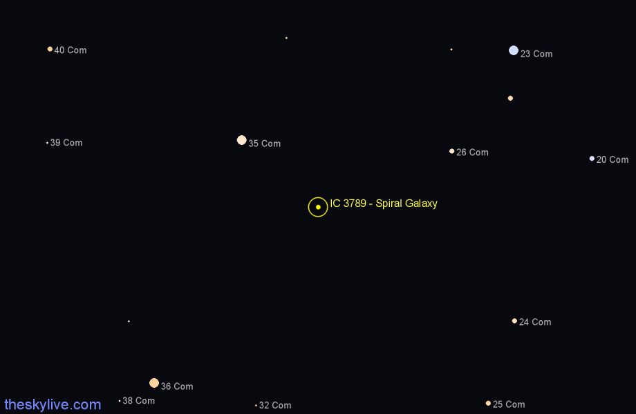 Finder chart IC 3789 - Spiral Galaxy in Coma Berenices star