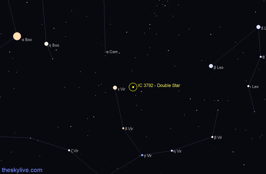 Finder chart IC 3792 - Double Star in Virgo star