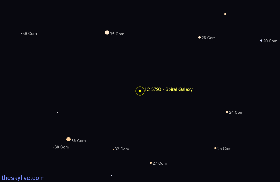 Finder chart IC 3793 - Spiral Galaxy in Coma Berenices star