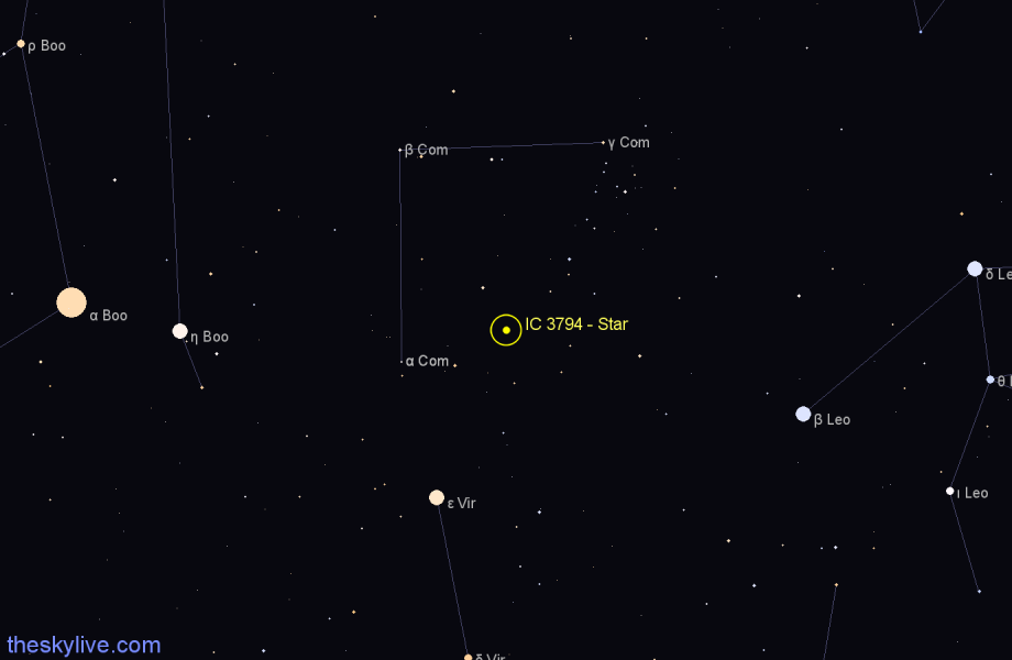 Finder chart IC 3794 - Star in Coma Berenices star