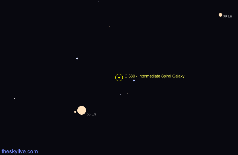 Finder chart IC 380 - Intermediate Spiral Galaxy in Eridanus star