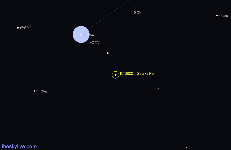 Finder chart IC 3800 - Galaxy Pair in Canes Venatici star