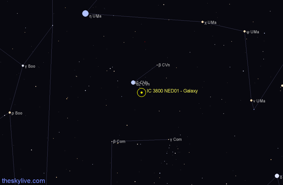 Finder chart IC 3800 NED01 - Galaxy in Canes Venatici star