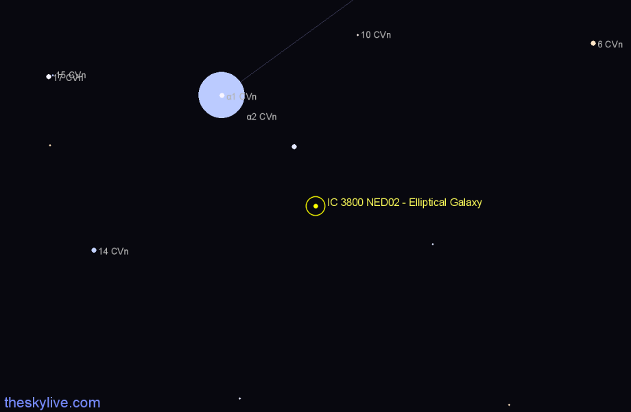 Finder chart IC 3800 NED02 - Elliptical Galaxy in Canes Venatici star