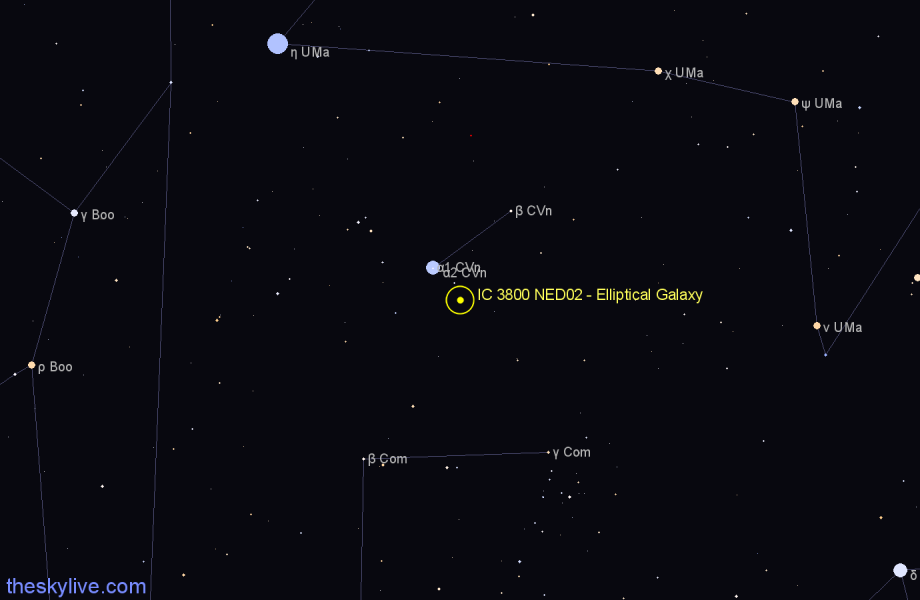 Finder chart IC 3800 NED02 - Elliptical Galaxy in Canes Venatici star