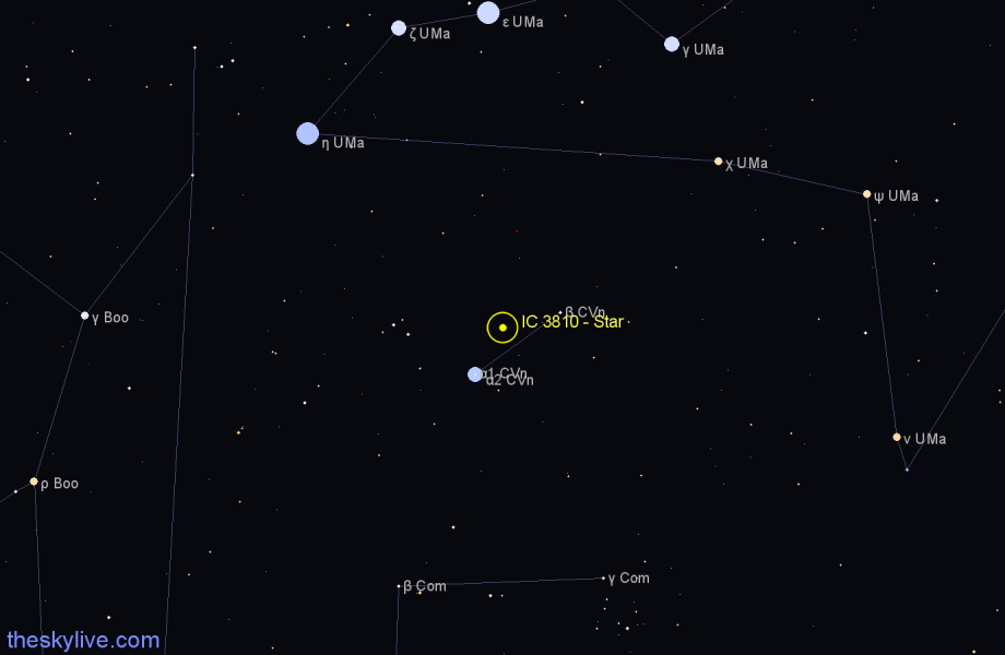 Finder chart IC 3810 - Star in Canes Venatici star