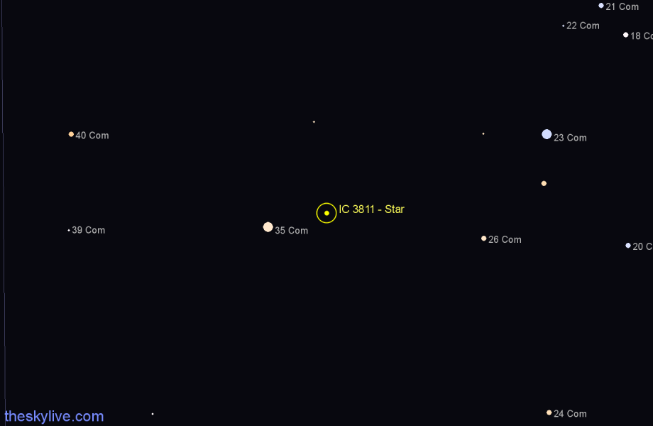 Finder chart IC 3811 - Star in Coma Berenices star