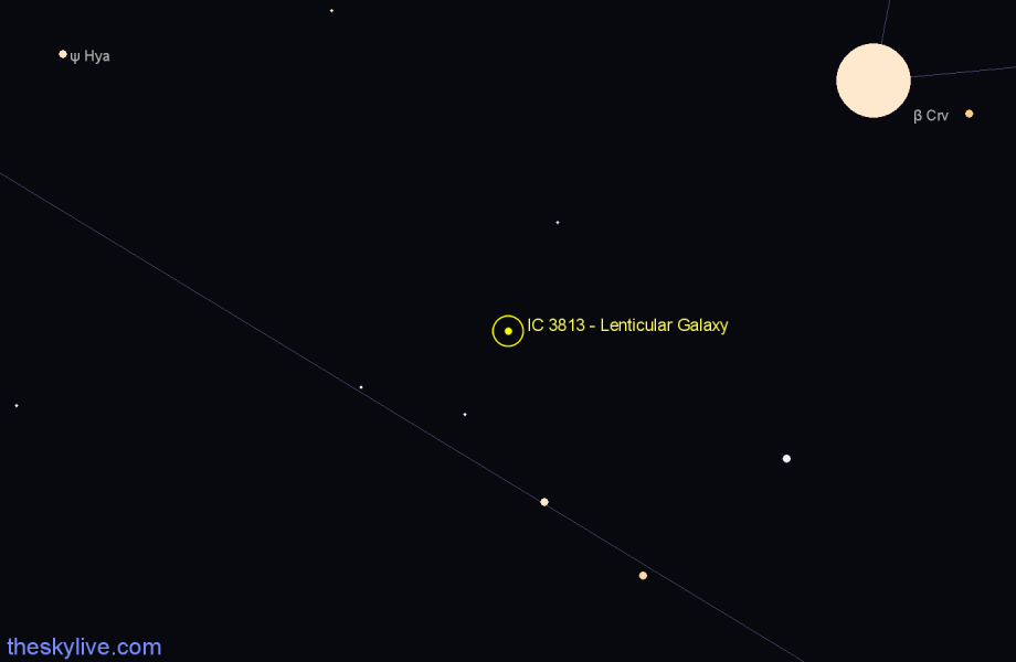 Finder chart IC 3813 - Lenticular Galaxy in Hydra star