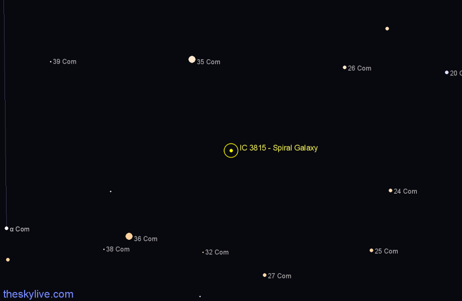 Finder chart IC 3815 - Spiral Galaxy in Coma Berenices star