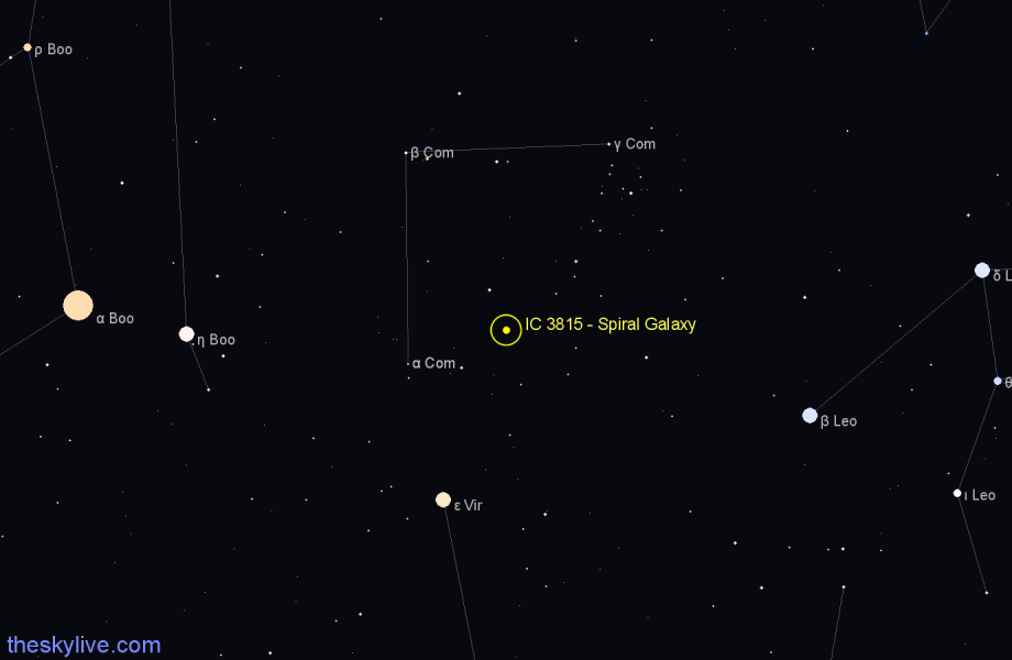 Finder chart IC 3815 - Spiral Galaxy in Coma Berenices star