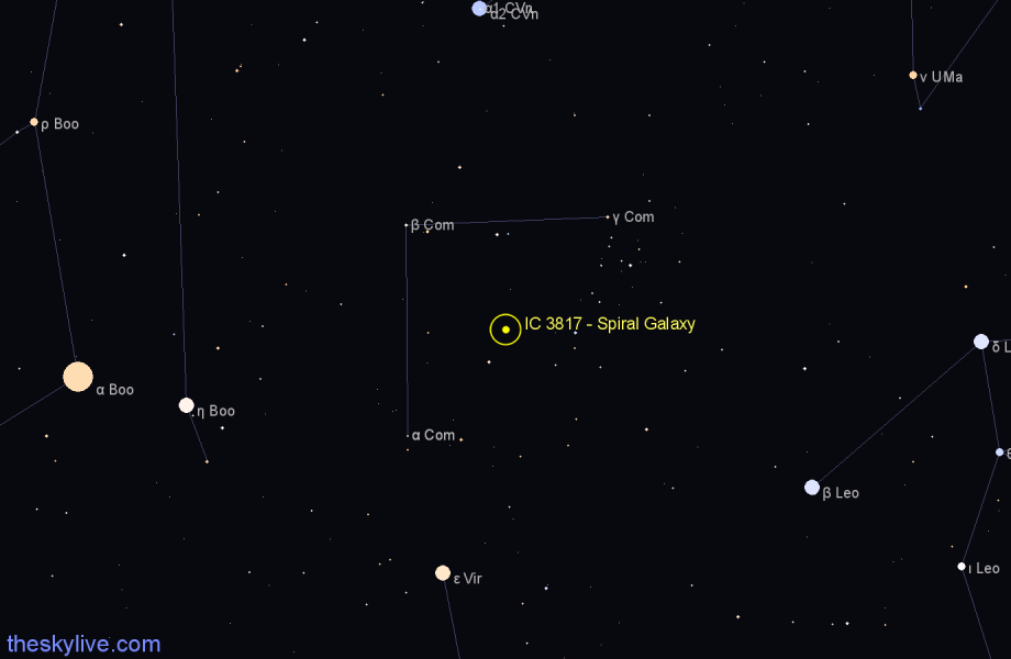 Finder chart IC 3817 - Spiral Galaxy in Coma Berenices star