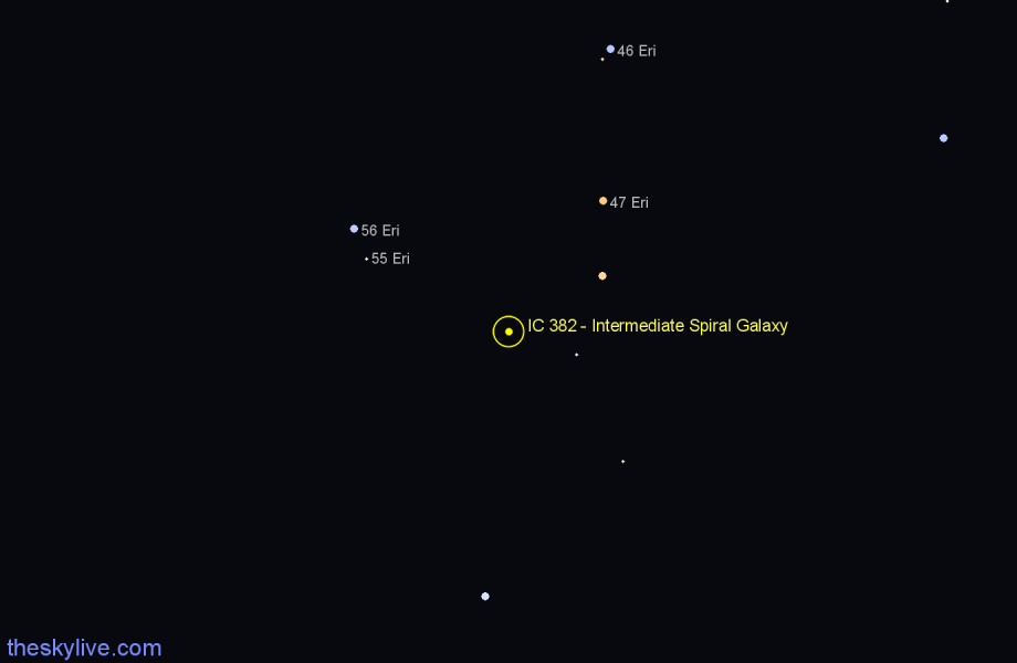 Finder chart IC 382 - Intermediate Spiral Galaxy in Eridanus star