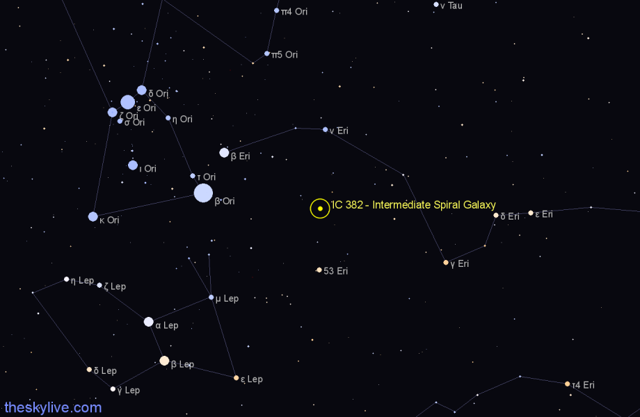 Finder chart IC 382 - Intermediate Spiral Galaxy in Eridanus star