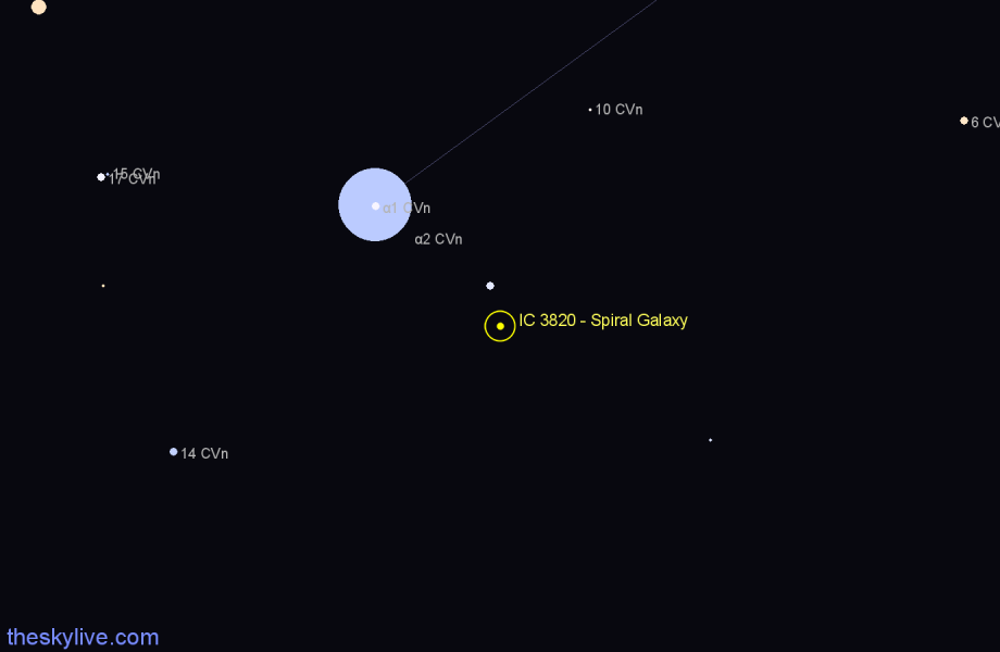 Finder chart IC 3820 - Spiral Galaxy in Canes Venatici star