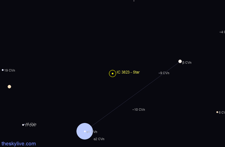 Finder chart IC 3823 - Star in Canes Venatici star