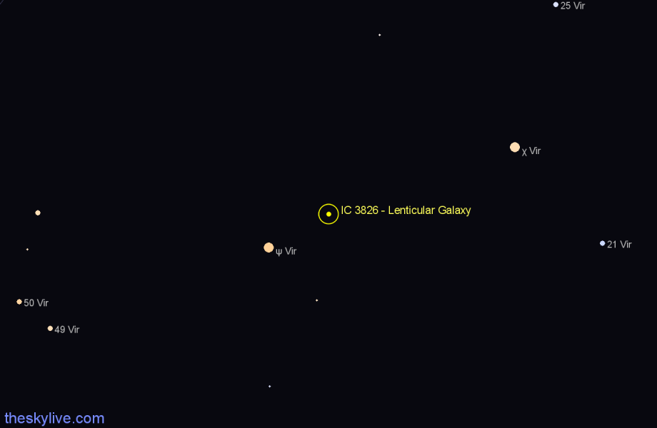 Finder chart IC 3826 - Lenticular Galaxy in Virgo star