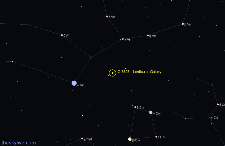 Finder chart IC 3826 - Lenticular Galaxy in Virgo star