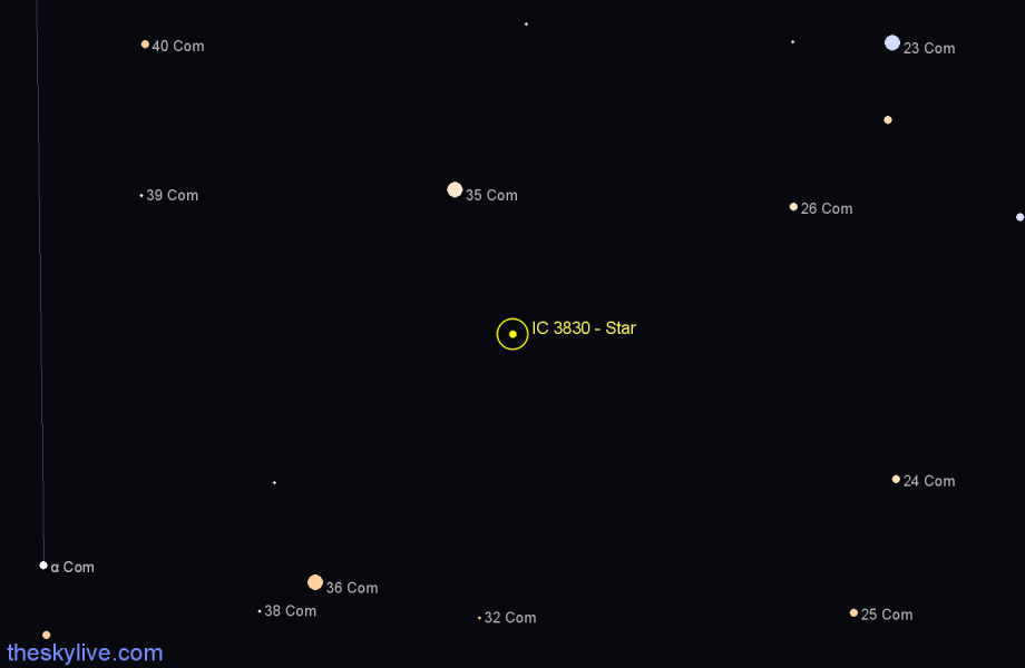 Finder chart IC 3830 - Star in Coma Berenices star