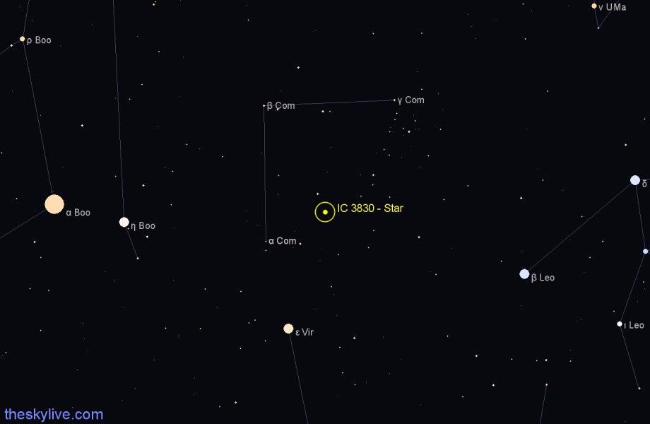 Finder chart IC 3830 - Star in Coma Berenices star