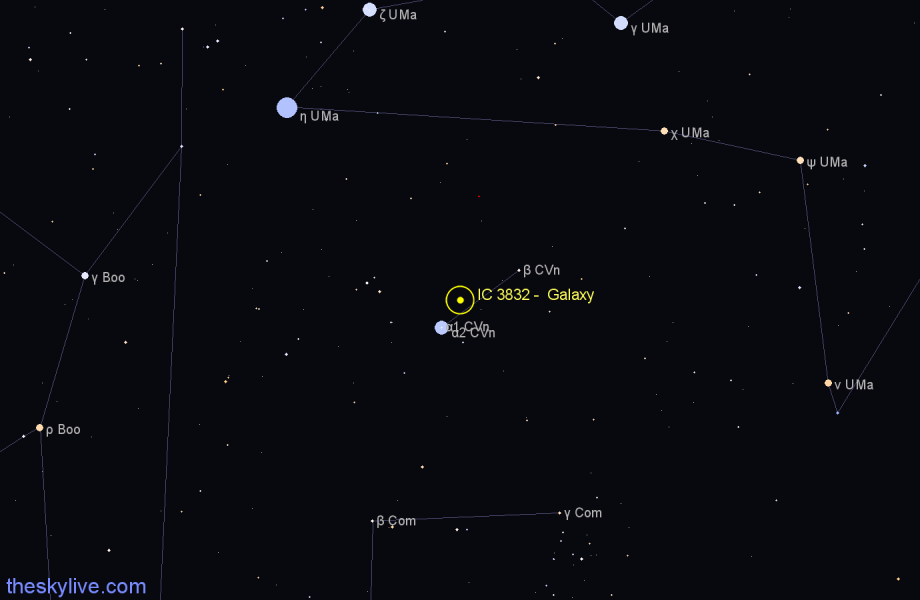 Finder chart IC 3832 - Galaxy in Canes Venatici star