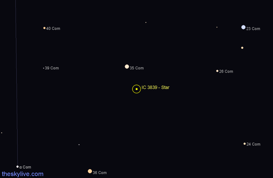 Finder chart IC 3839 - Star in Coma Berenices star