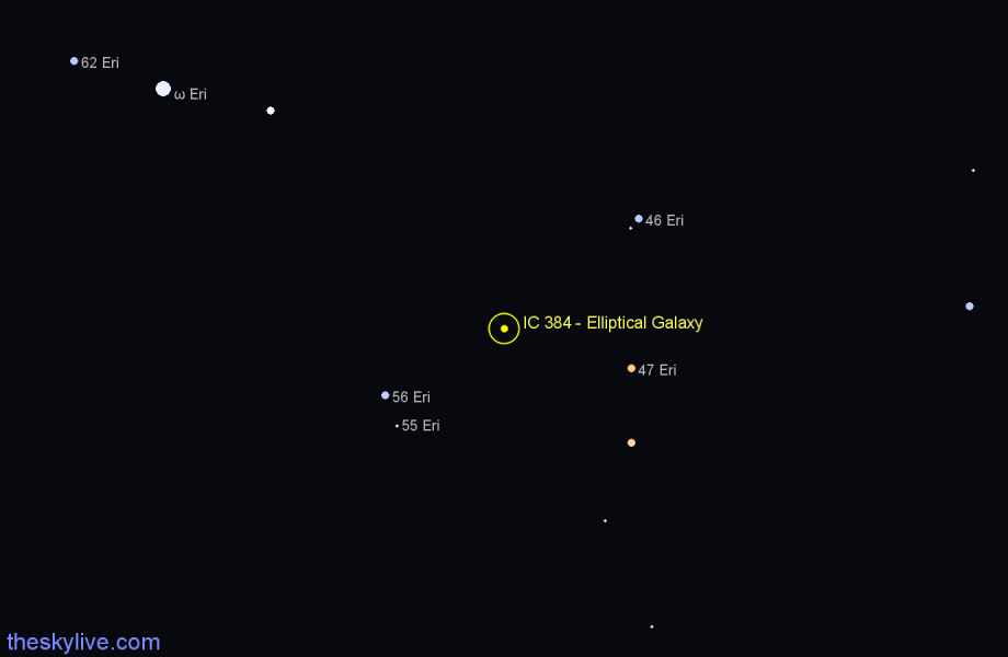 Finder chart IC 384 - Elliptical Galaxy in Eridanus star