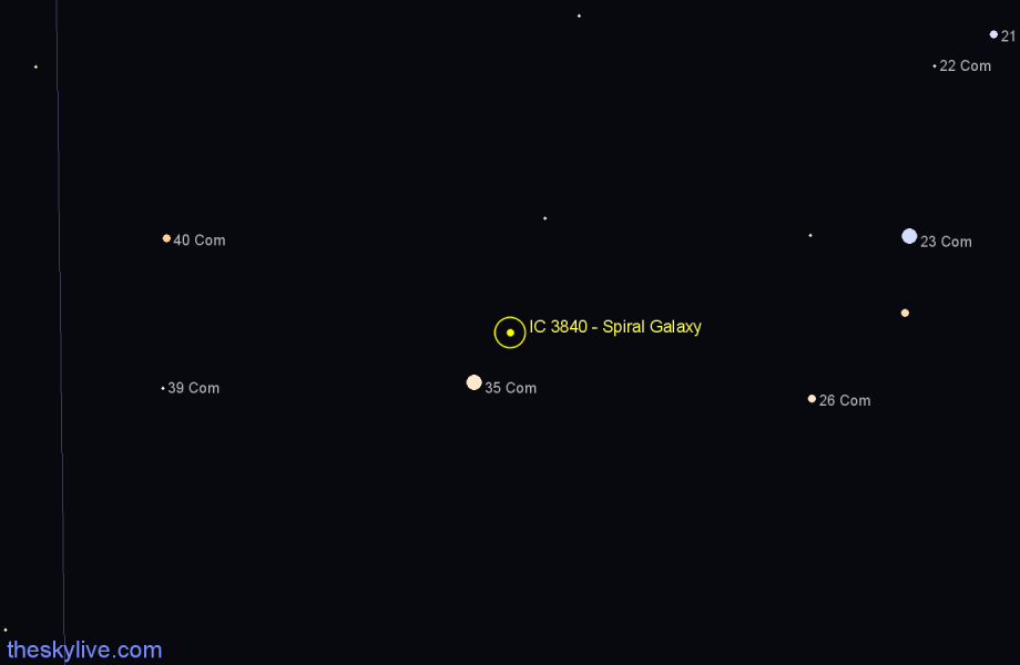 Finder chart IC 3840 - Spiral Galaxy in Coma Berenices star