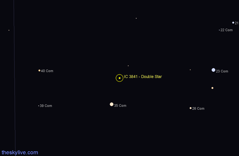 Finder chart IC 3841 - Double Star in Coma Berenices star