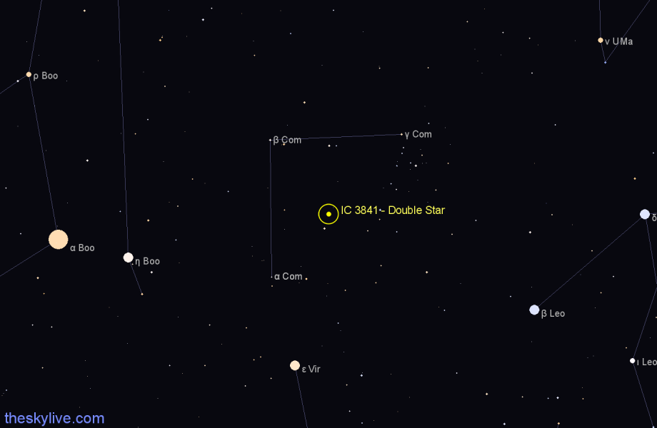 Finder chart IC 3841 - Double Star in Coma Berenices star