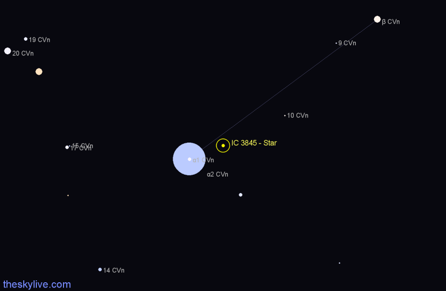 Finder chart IC 3845 - Star in Canes Venatici star