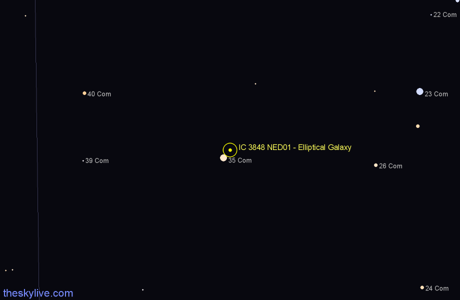 Finder chart IC 3848 NED01 - Elliptical Galaxy in Coma Berenices star