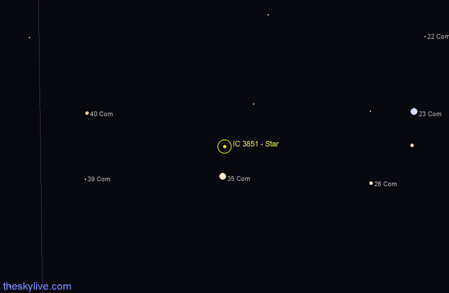 Finder chart IC 3851 - Star in Coma Berenices star