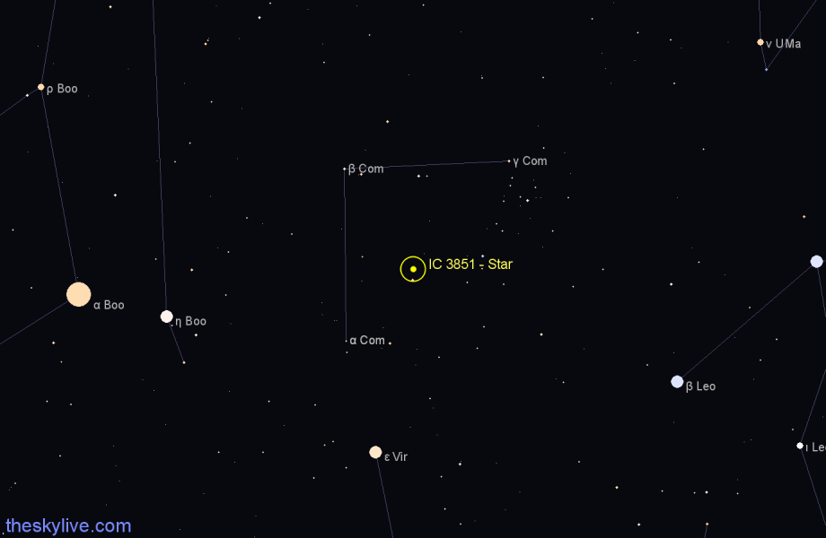 Finder chart IC 3851 - Star in Coma Berenices star