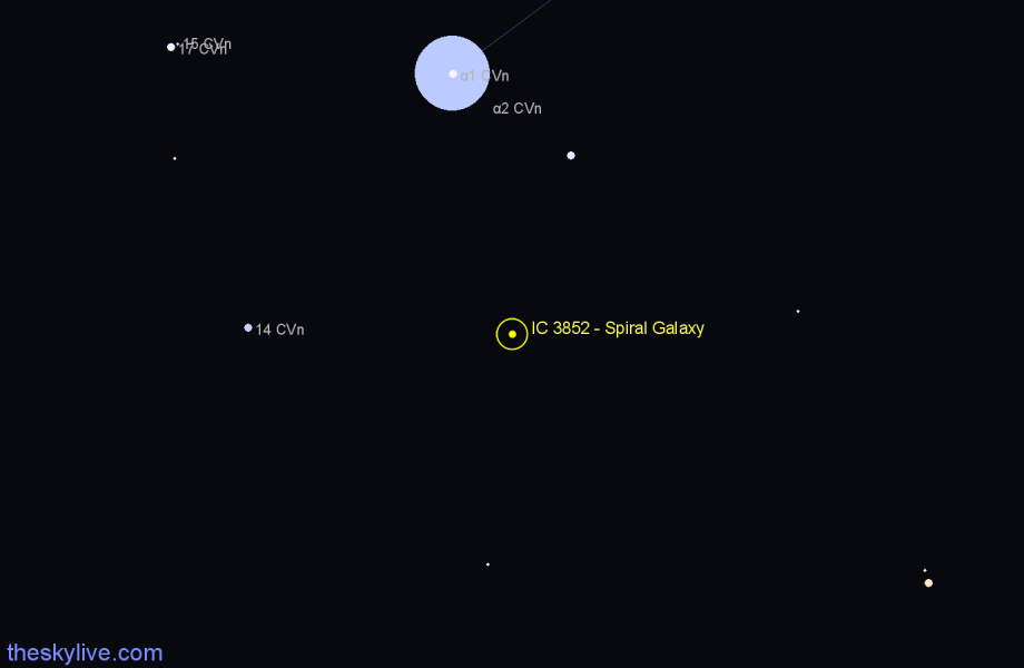 Finder chart IC 3852 - Spiral Galaxy in Canes Venatici star