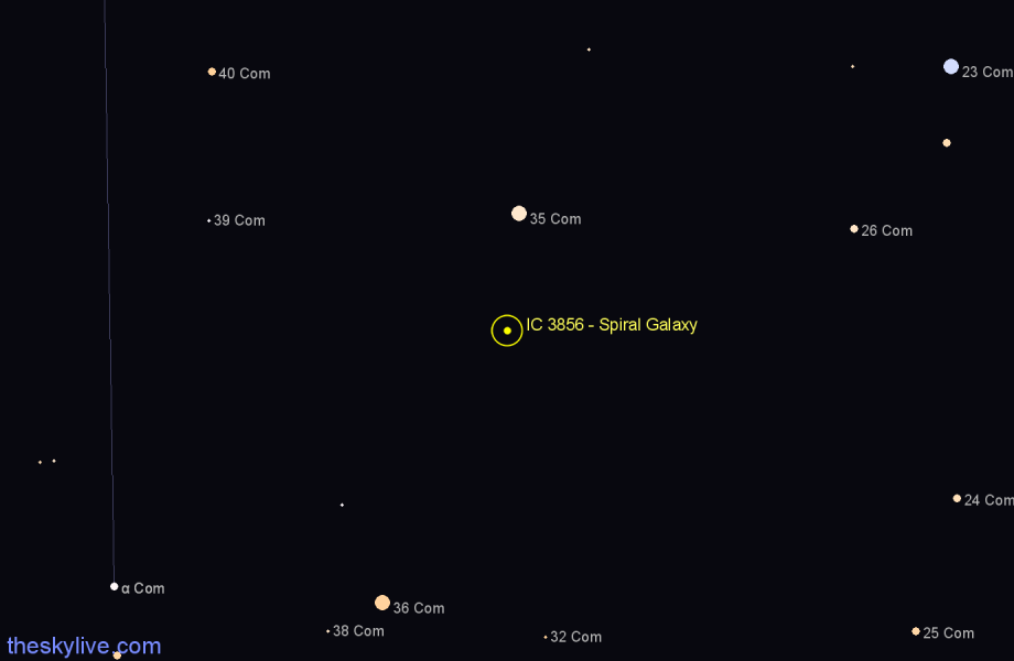 Finder chart IC 3856 - Spiral Galaxy in Coma Berenices star