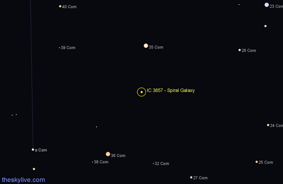 Finder chart IC 3857 - Spiral Galaxy in Coma Berenices star