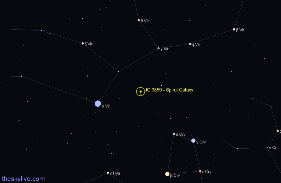 Finder chart IC 3859 - Spiral Galaxy in Virgo star