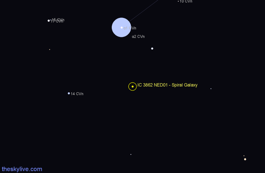 Finder chart IC 3862 NED01 - Spiral Galaxy in Canes Venatici star