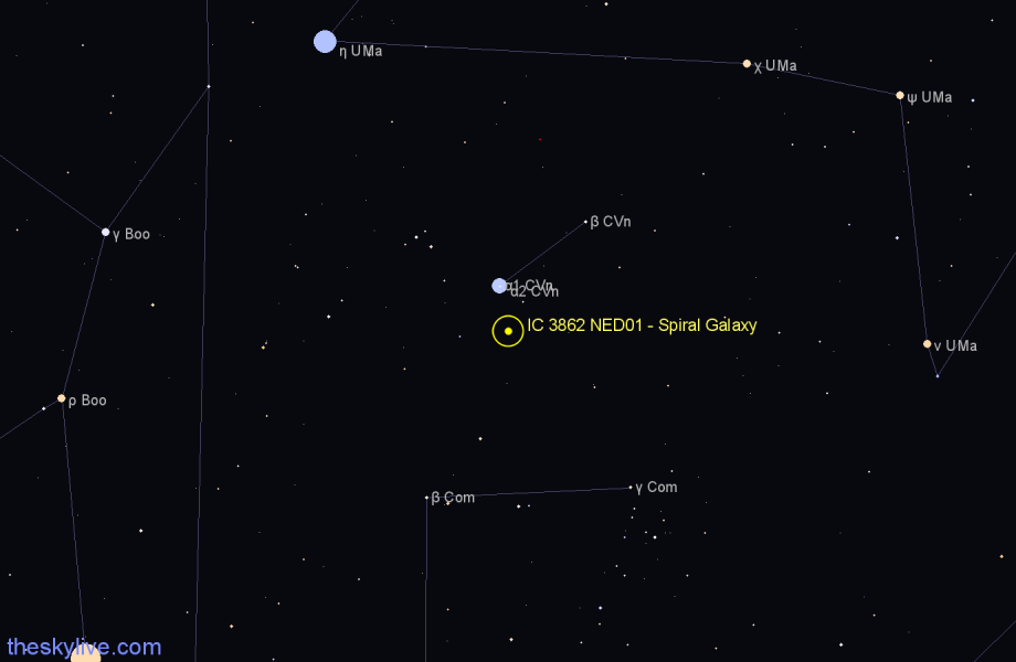 Finder chart IC 3862 NED01 - Spiral Galaxy in Canes Venatici star