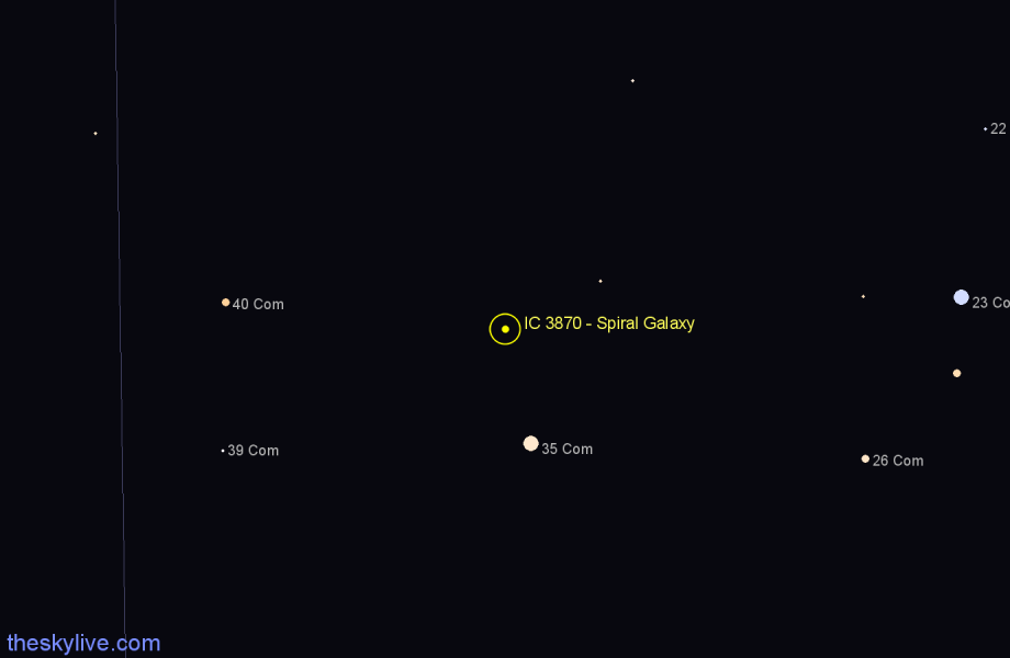 Finder chart IC 3870 - Spiral Galaxy in Coma Berenices star