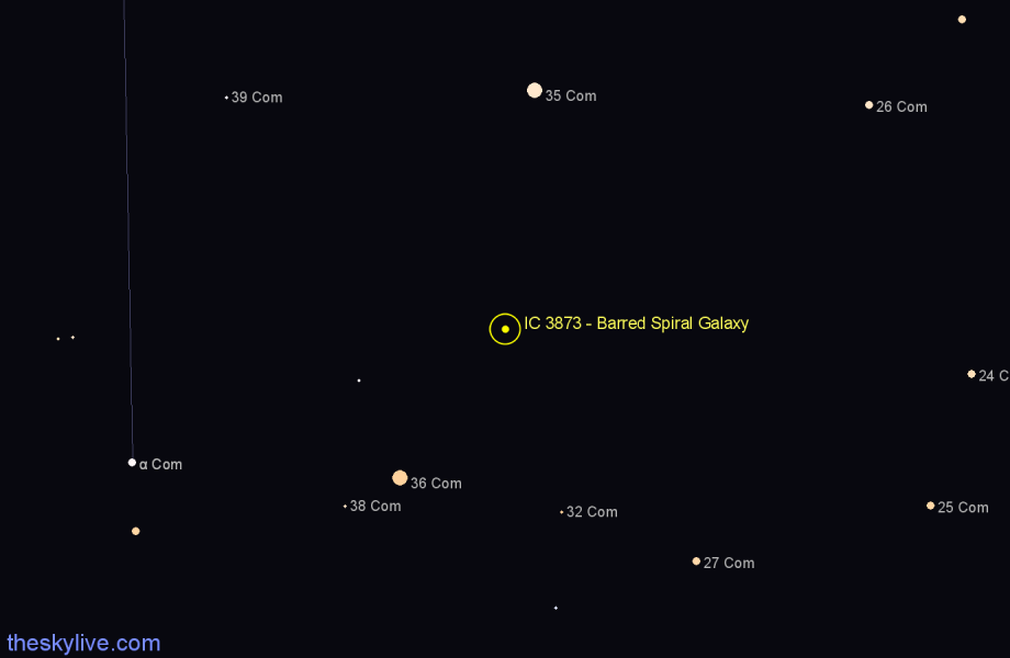 Finder chart IC 3873 - Barred Spiral Galaxy in Coma Berenices star