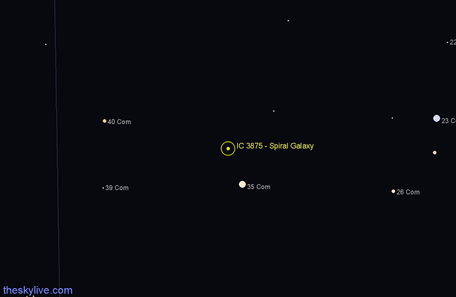 Finder chart IC 3875 - Spiral Galaxy in Coma Berenices star