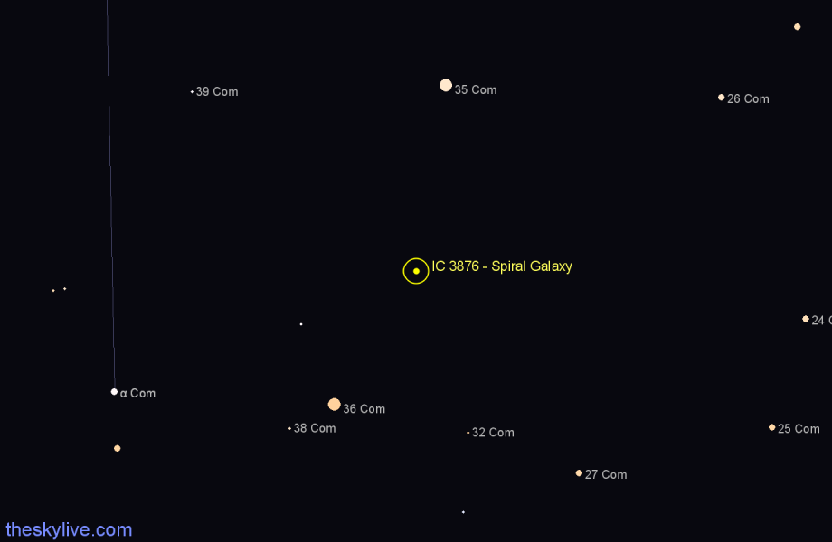 Finder chart IC 3876 - Spiral Galaxy in Coma Berenices star