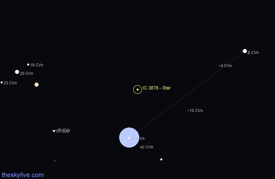 Finder chart IC 3878 - Star in Canes Venatici star
